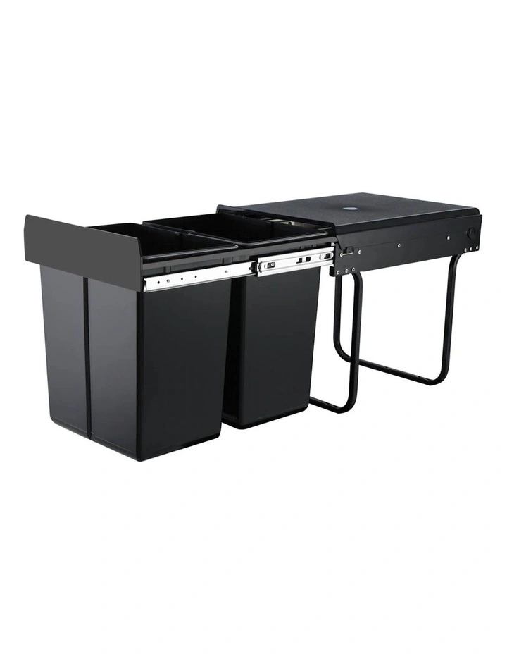 Cefito Pull Out Bin Kitchen Double Basket 2X20L in Black