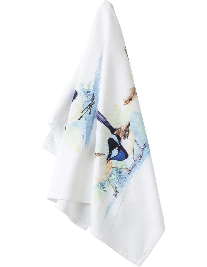 Katherine Castle Blue Wren Bird Life Tea Towel 50x70cm in Mixed Colours