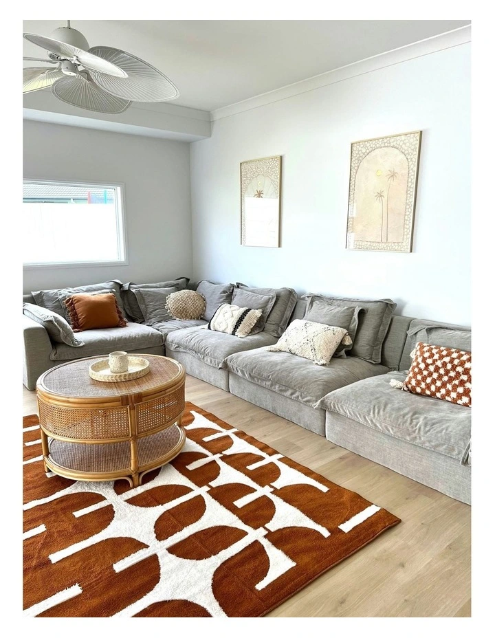 Echo Washable Cotton Feel Area Rug in Brown