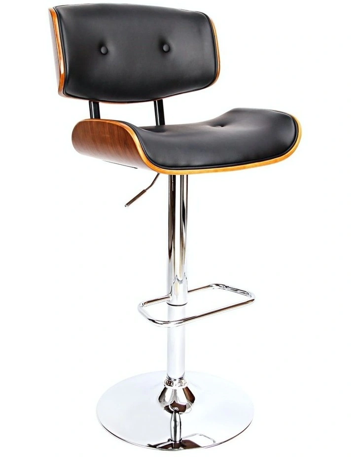 Kitchen Leather Bar Stools in Black