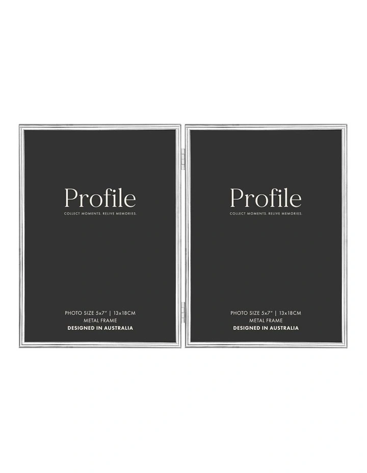 Habitat Hinged Double Metal Photo Frame 5x7 in Silver
