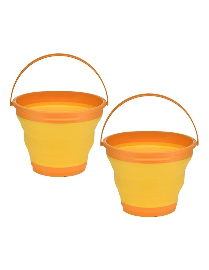 Foldable Collapsible Silicone Bucket 7L 2 Pack in Orange