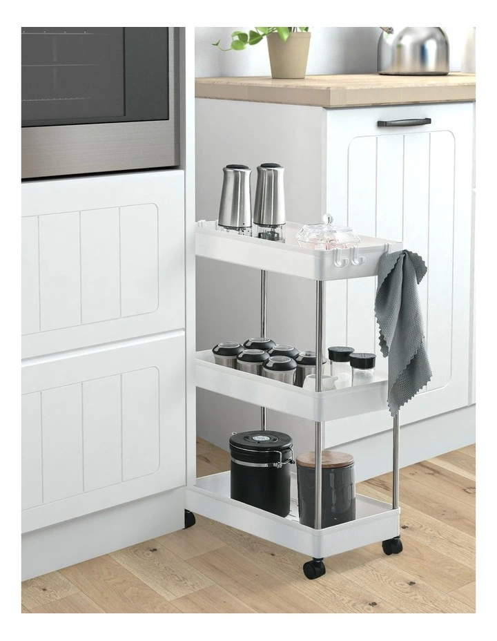 3 Tiered Home Storage Cart Organiser 40x22x60cm in White