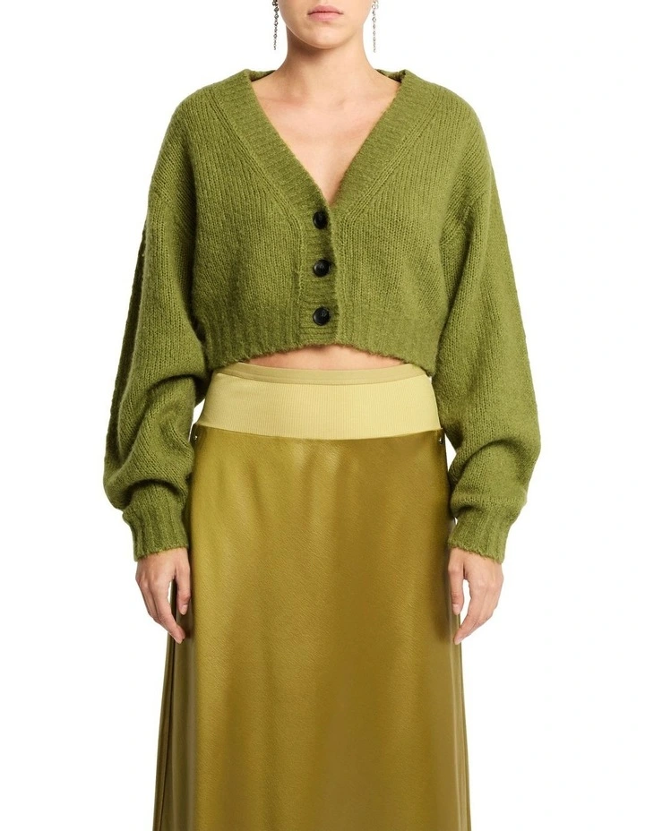Estilo Cashmere Blend Cardigan in Pear Green