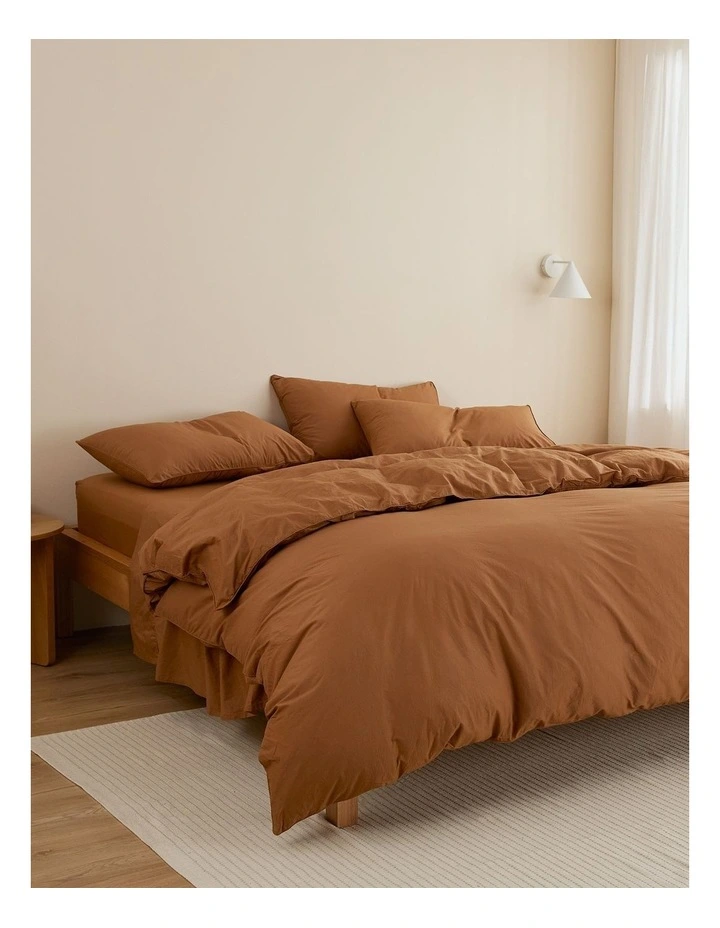 Leo Washed Cotton Quilt Cover Set in Terracotta