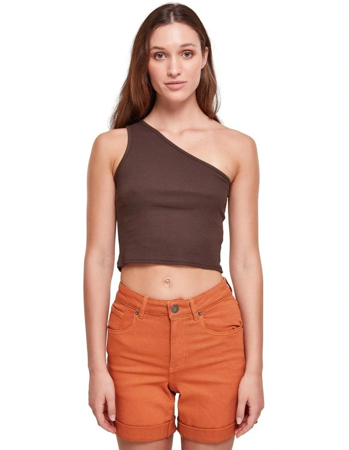 Cropped Asymmetric Top in Brown