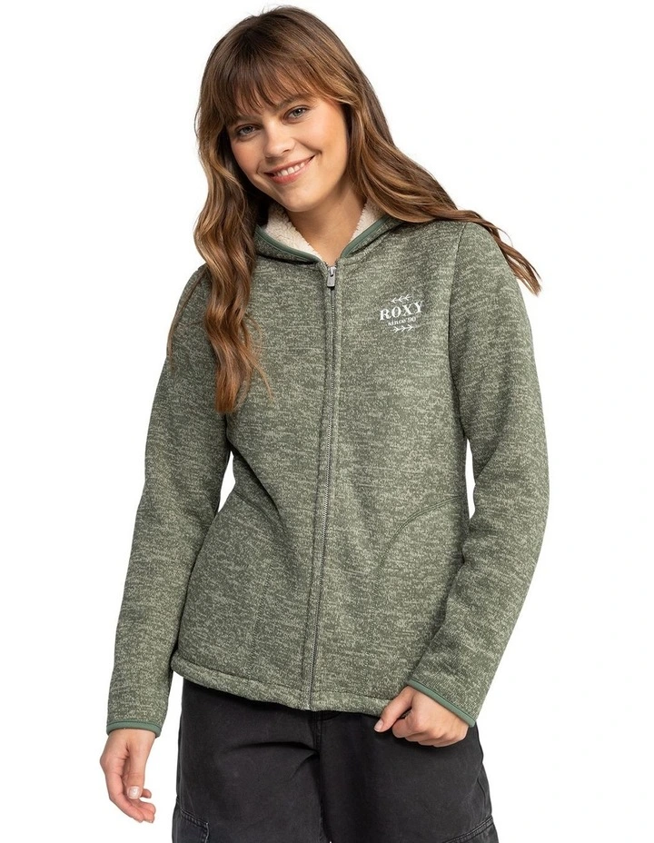 Petal Fever Polar Fleece Zip-Up Hoodie in Agave Green Heather