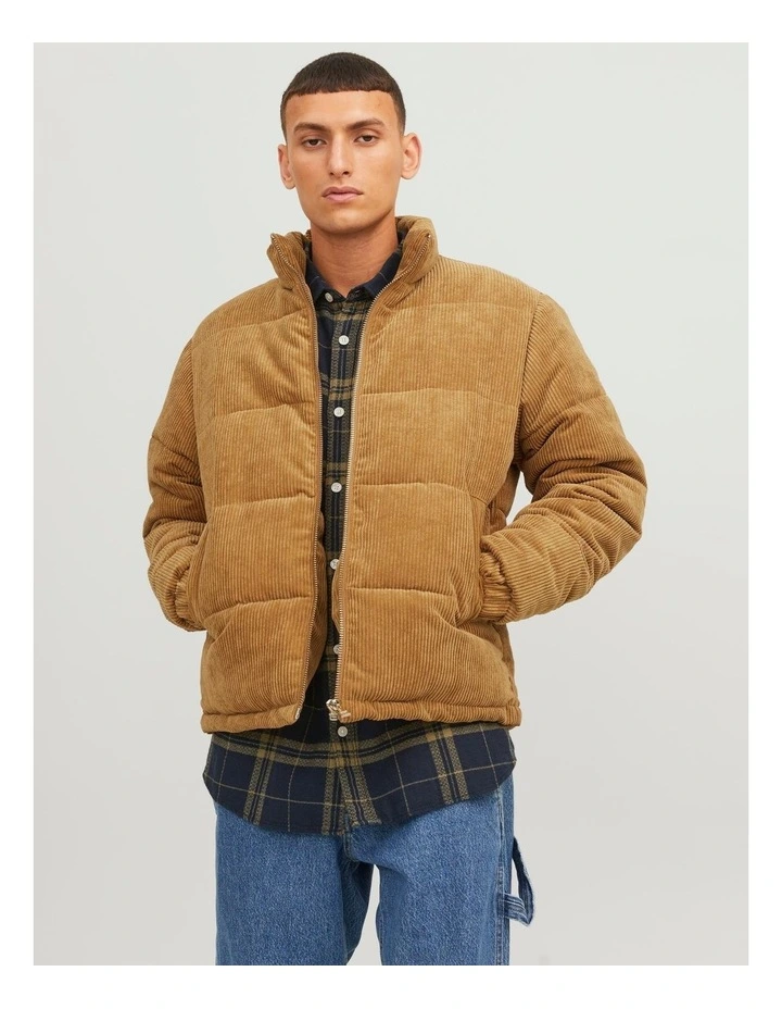 Jordalston Corderoy Puffer Jacket in Bone Brown
