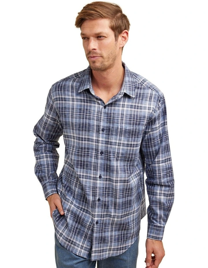 Eskrow Oxford Long Sleeve Shirt in Blue