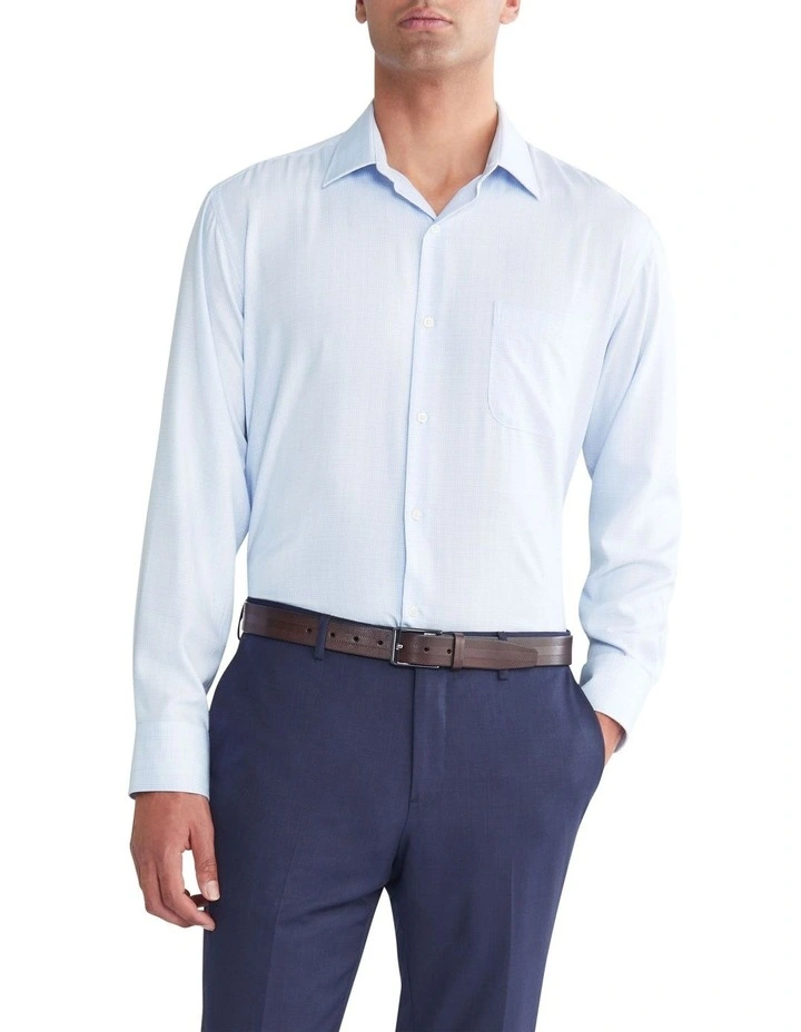 1 Collar Classic Dobby Check Shirt in Sky