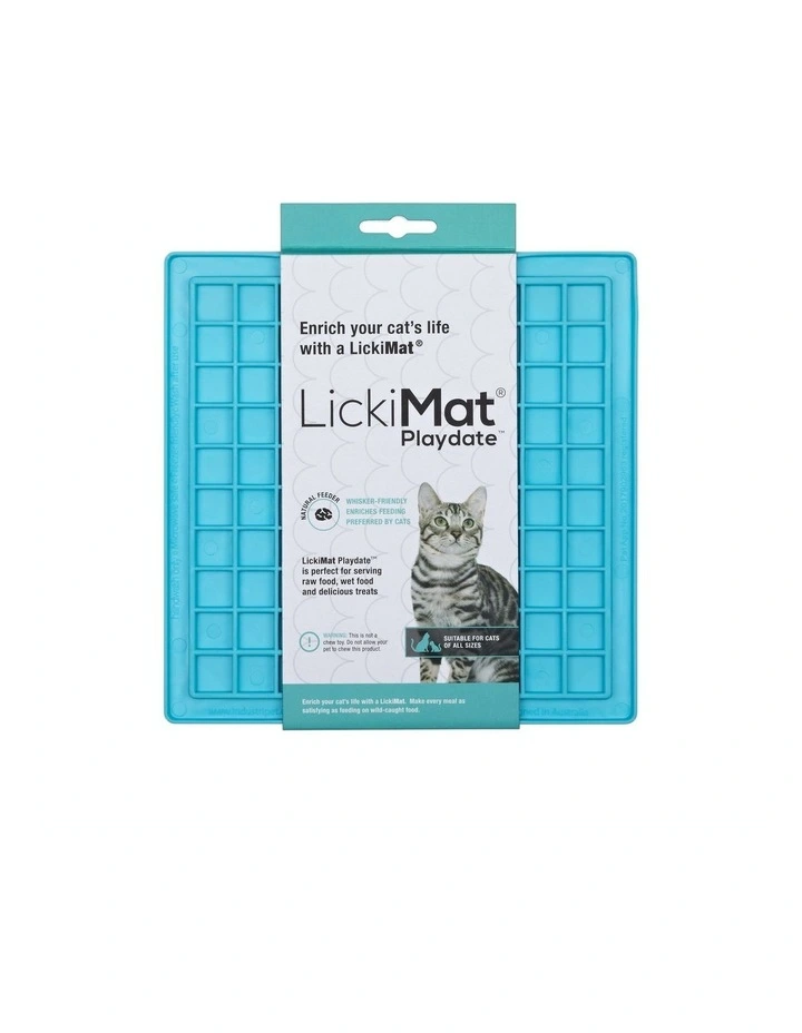 Playdate Original Slow Food Licking Mat for Cats in Blue