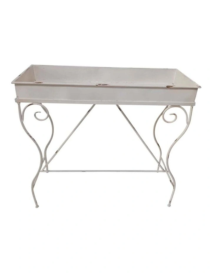 Metal Planter Stand with Stylish Legs Large in White