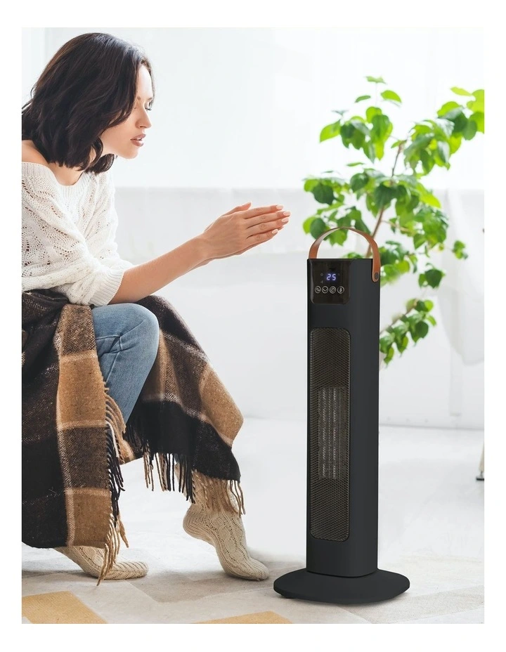 Portable Electric Tower Heater Oscillating Remote Control in Black