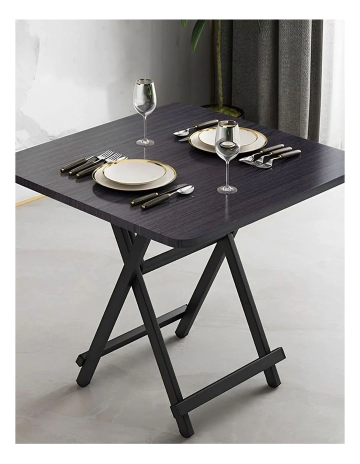 Portable Square Dining Table in Black