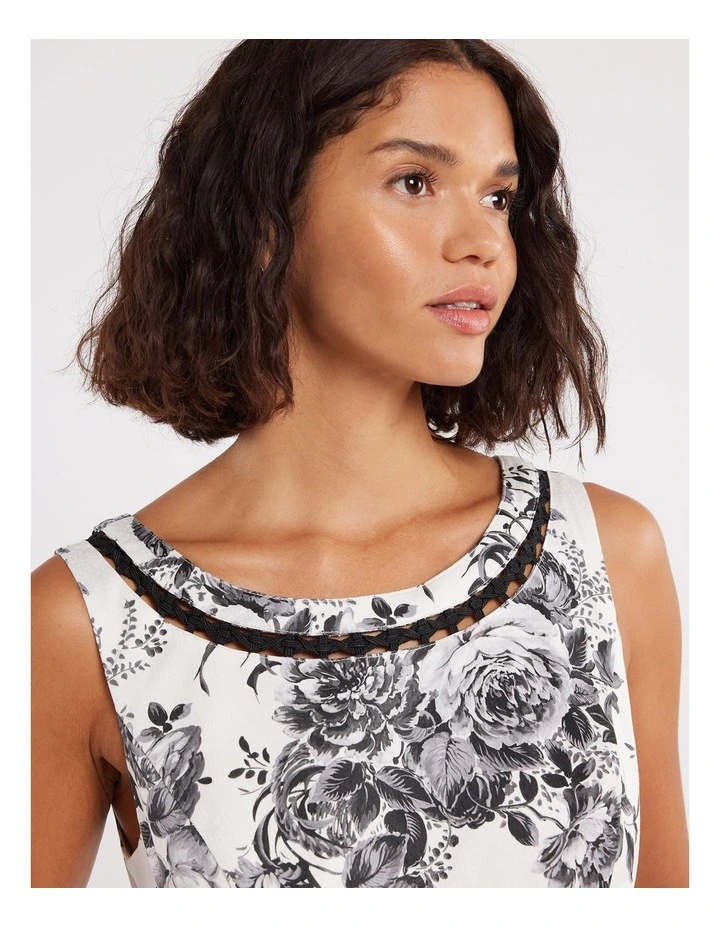 Sierra Bloom Dress in Ivory/Black