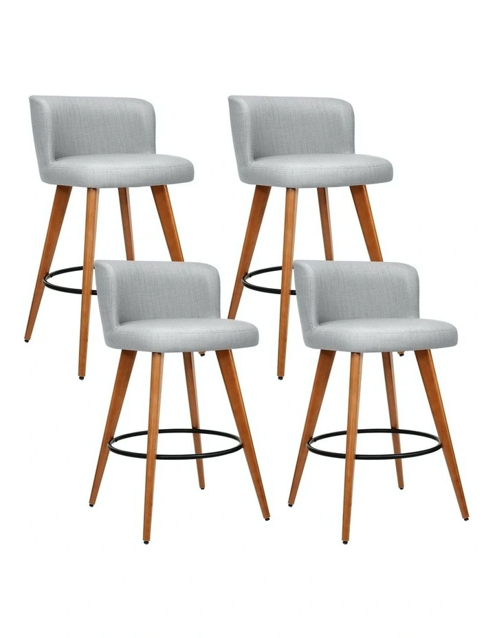 Bar Stools Dining Chairs Wooden Kitchen x4 in Grey