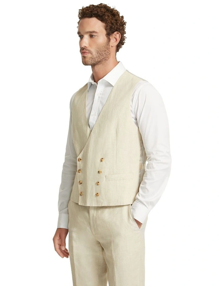 Clivedon Double Breast Waistcoat in Stone