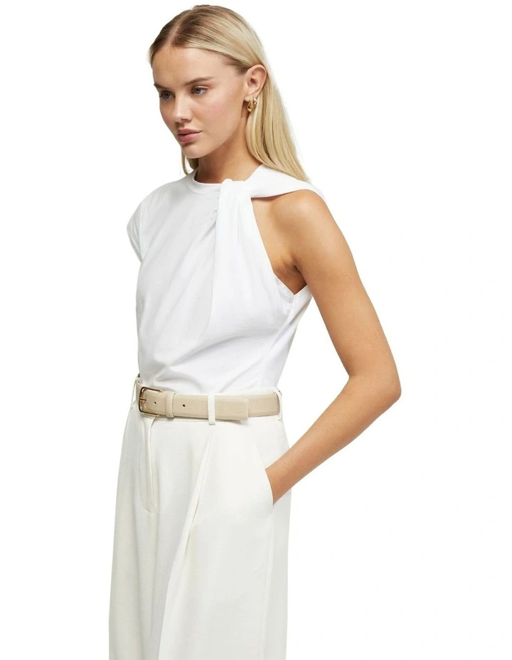 Jodie Twist Jersey Top in White