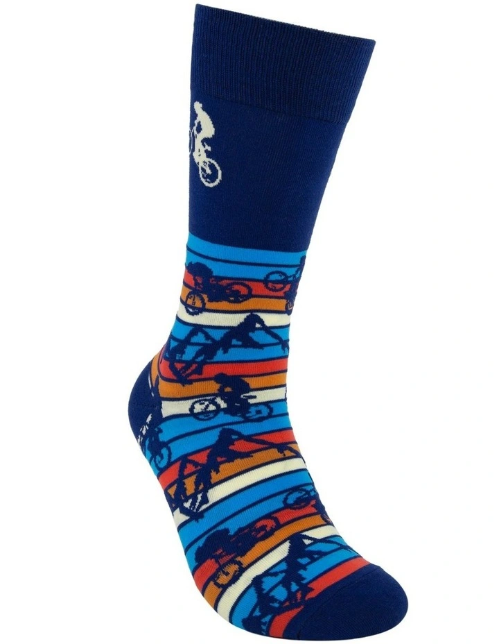 Mountain Bike Organic Cotton Socks in Dark Blue