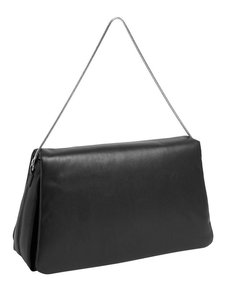 Puffed Faux Leather Shoulder Bag in Black