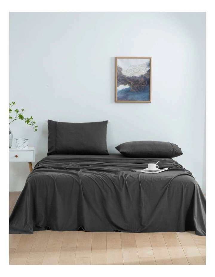 Micro Flannel Sheet Set in Charcoal