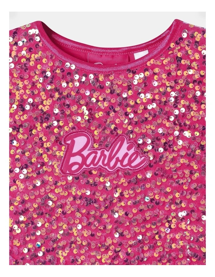 Barbie Velour Sequin Dress in Pink