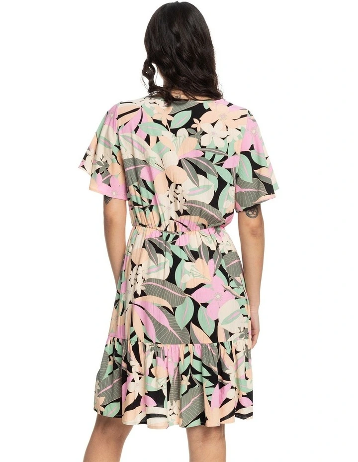 Sea Symphony Again Midi Dress in Anthracite Palm Song