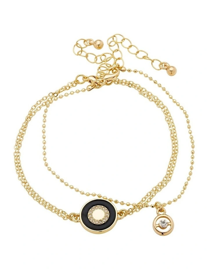 Circle Charm Bracelet Set in Black
