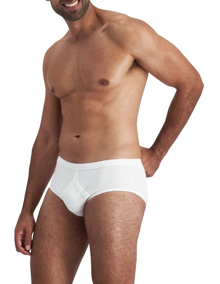 Comfort Rib Briefs 3-Pack in White