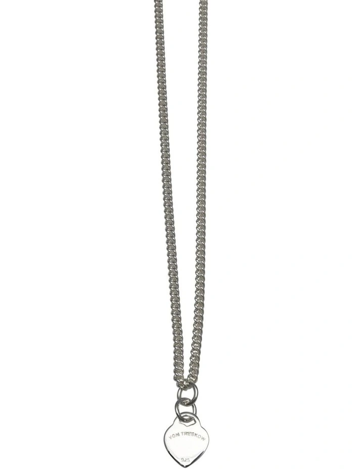 Von Treskow Ss Curb Chain Necklace with Large Von Treskow Flat Heart in Silver