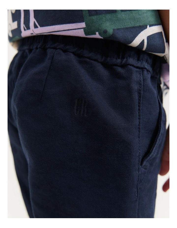 Linen Organically Grown Cotton Short in Navy