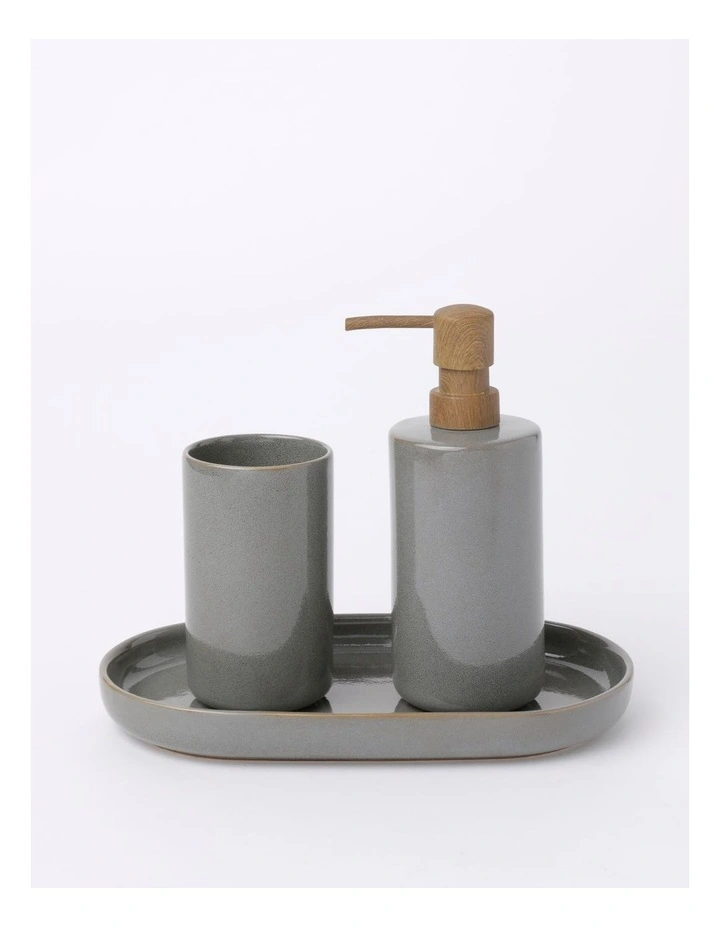 Pottery Bathroom Accessories in Grey/Sand
