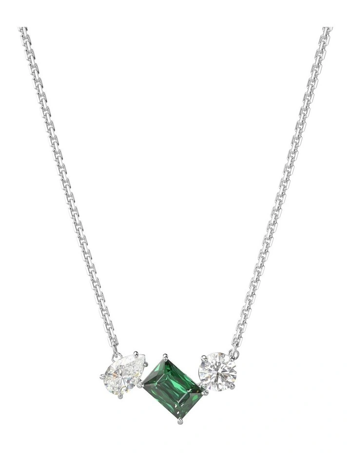 Mesmera Pendant Mixed Cuts Rhodium Plated in Green