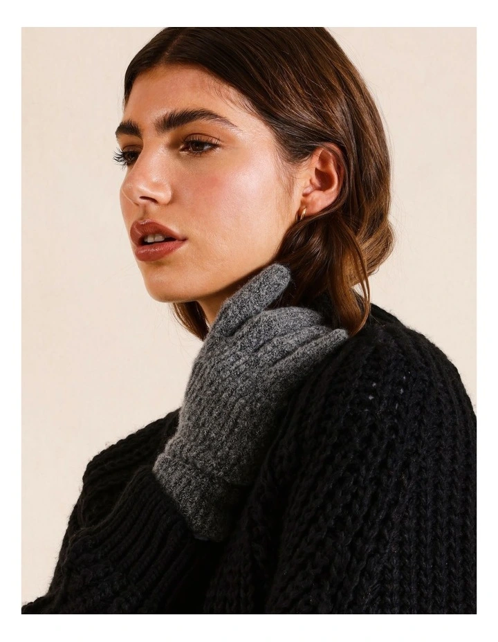 Rib Gloves in Grey Marle