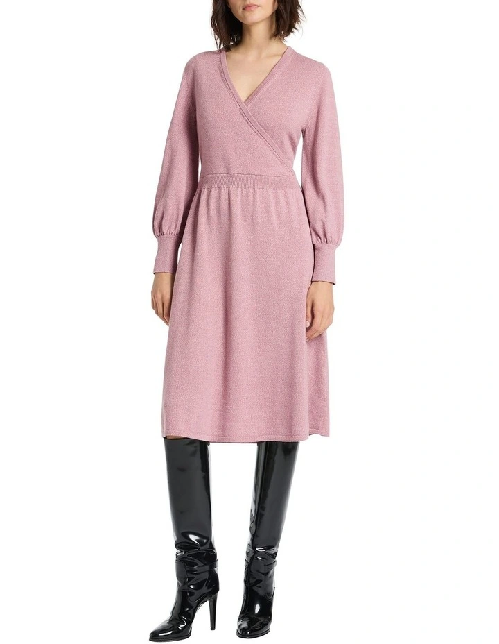 Mika Merino Wrap Dress in Blush Melange