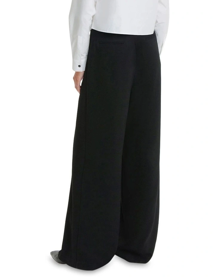 Chain Detail Flat Front Pant in Black