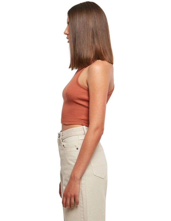 Cropped Rib Top in Terracotta
