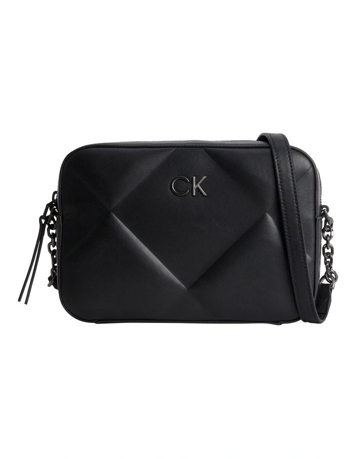 Recycled Quilted Crossbody Bag in Black
