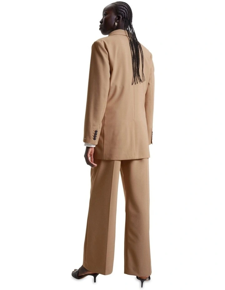 Double Breasted Relaxed Boxy Fit Blazer in Beige