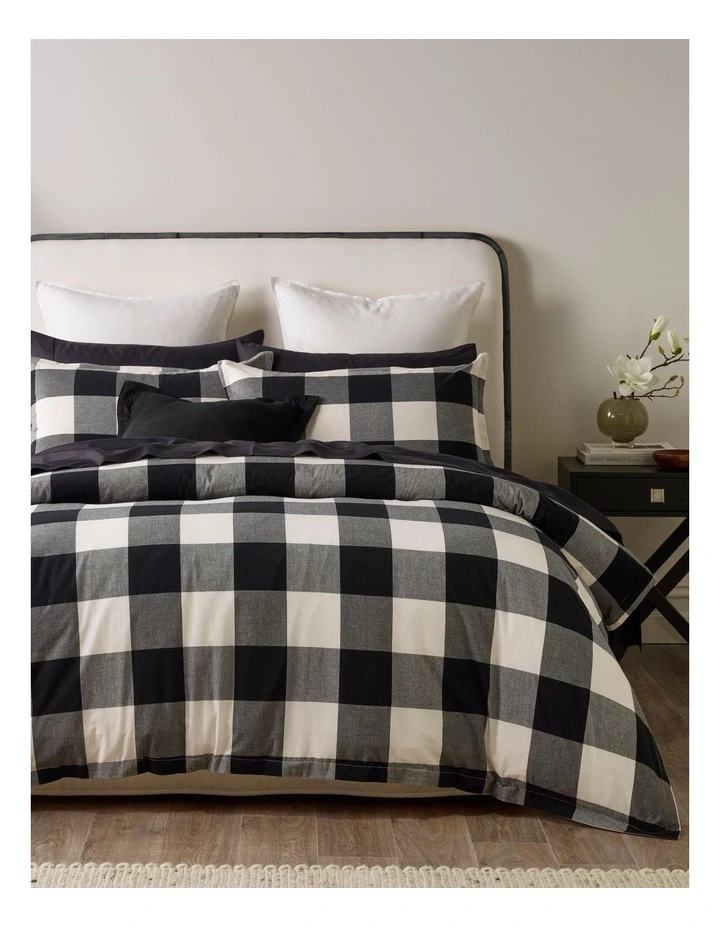 Maine Yarn Dye Cotton Quilt Cover Set in Black