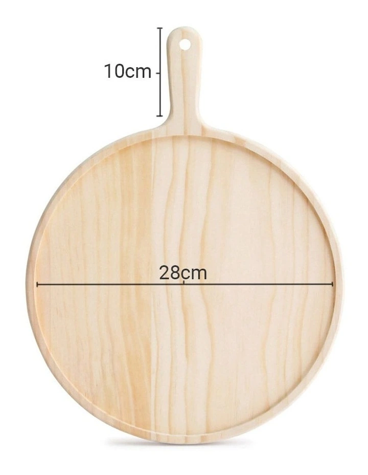 Round Premium Wooden Pine Food Serving Tray 11inch in Brown