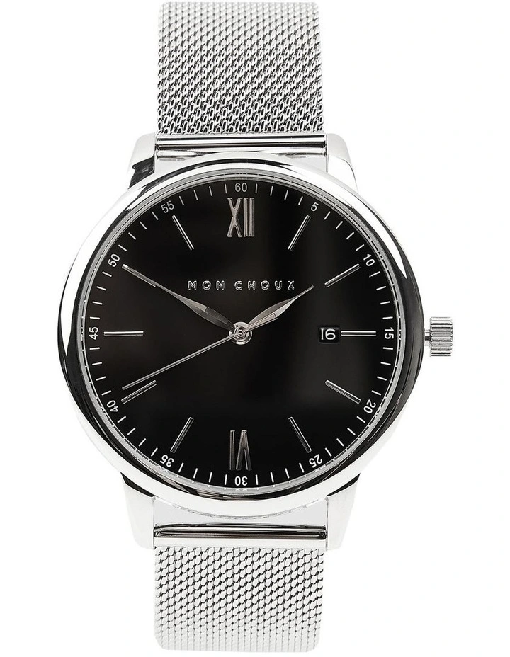 Homme Mesh Watch in Silver