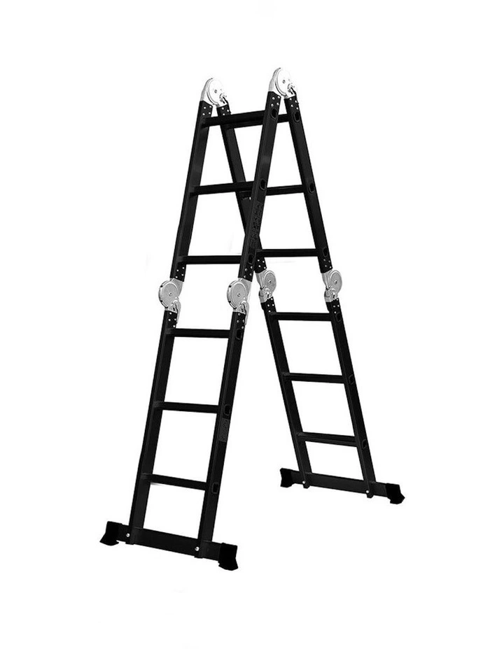 Aluminium Folding Platform Extension Step Multi Purpose Ladder 3.6m in Black