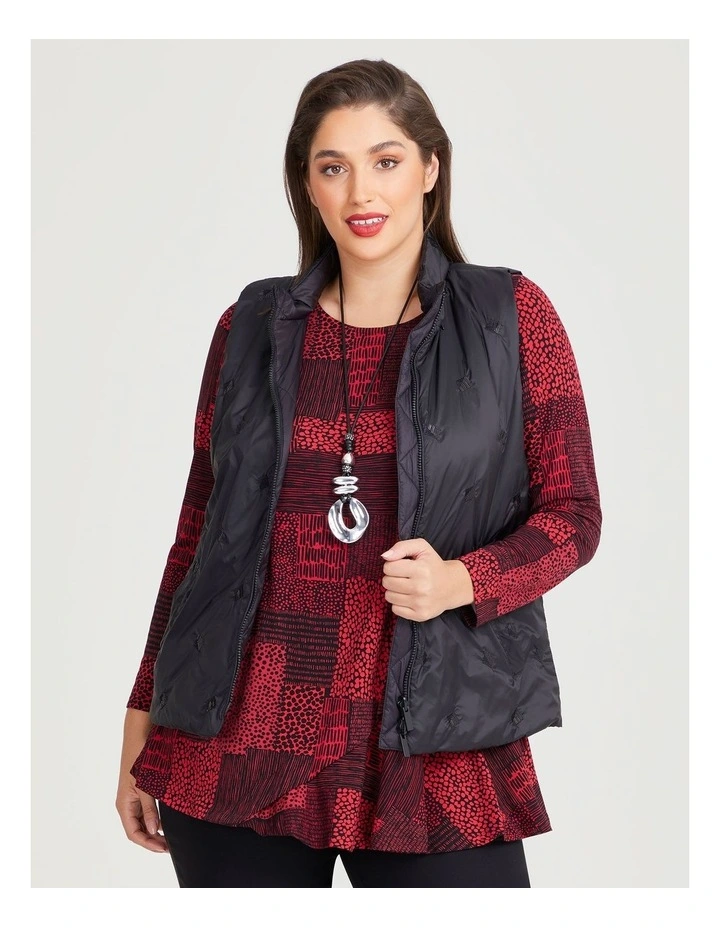 Sequin Puffer Vest in Black