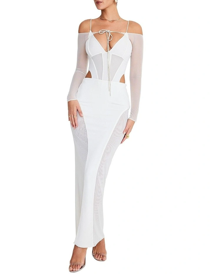 Panelled Maxi Skirt in White