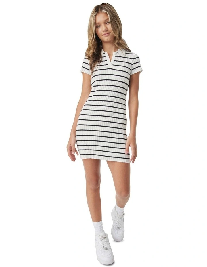 Greta Polo Dress in Cream Stripe