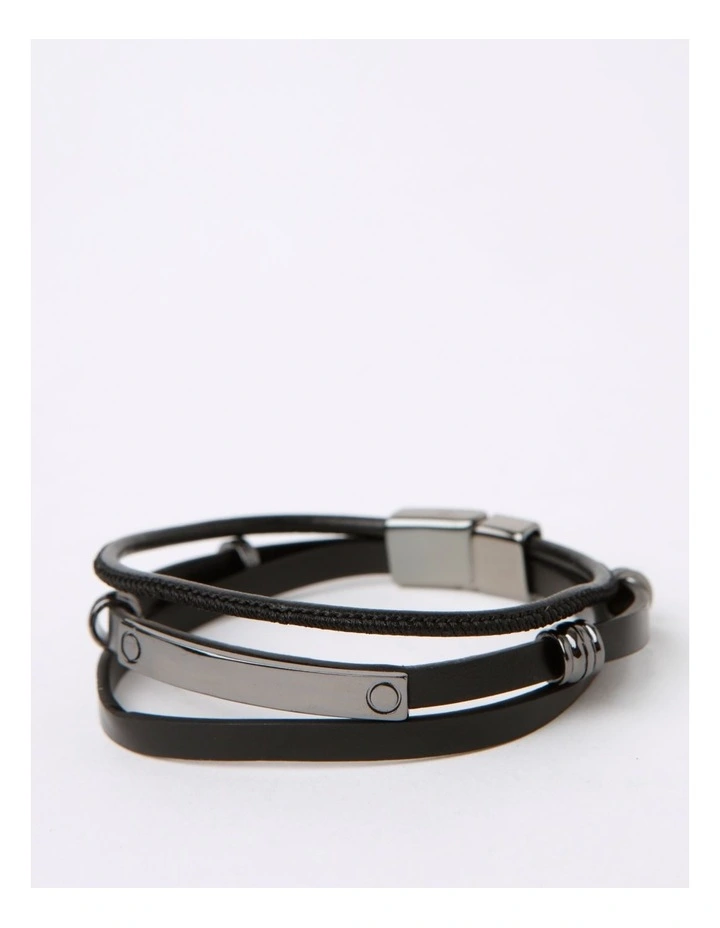 Multi Layer Bead Bar Bracelet in Black