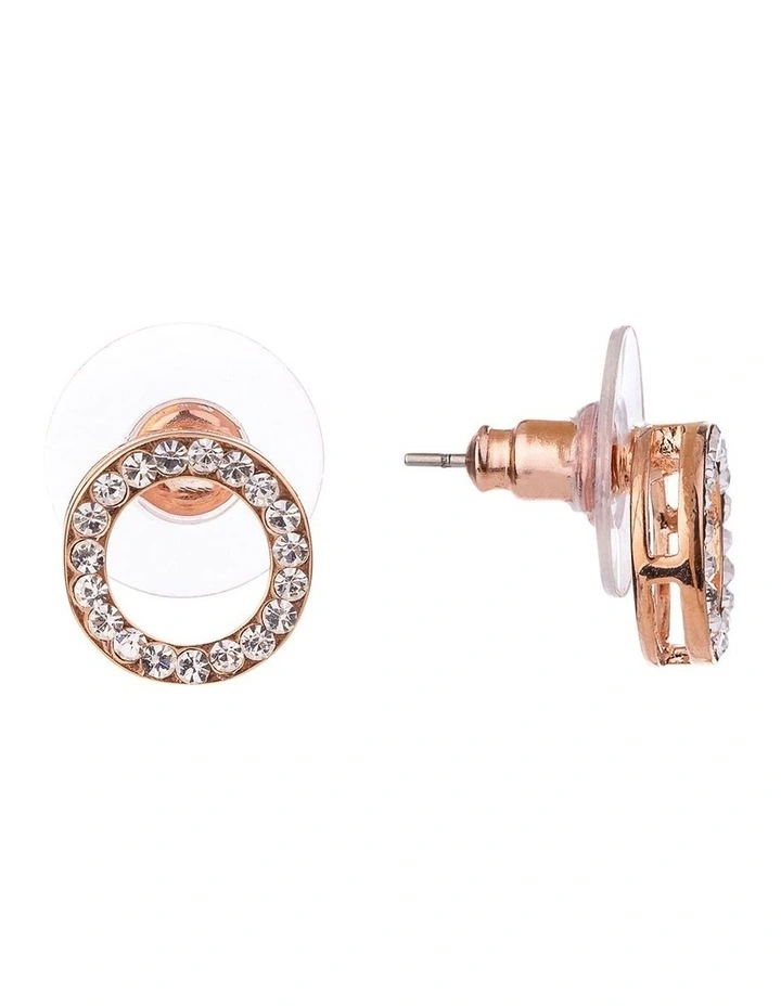 Cubic Zirconia Rose Gold Circle Earrings GJEL118M