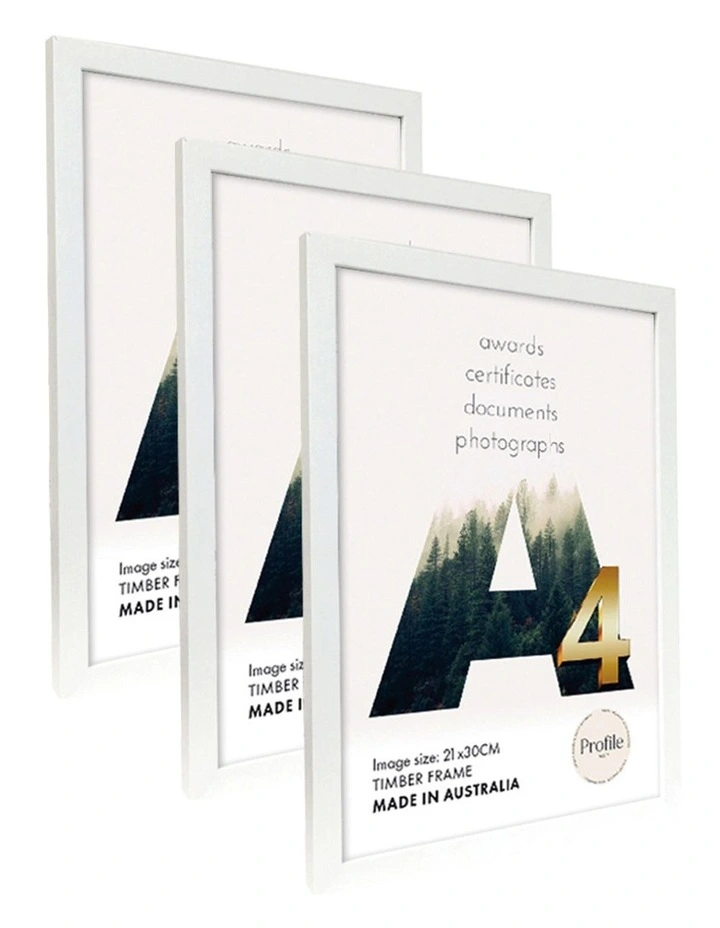 Australia Made Certificate Photo Frame A4 (3 Pack) in White