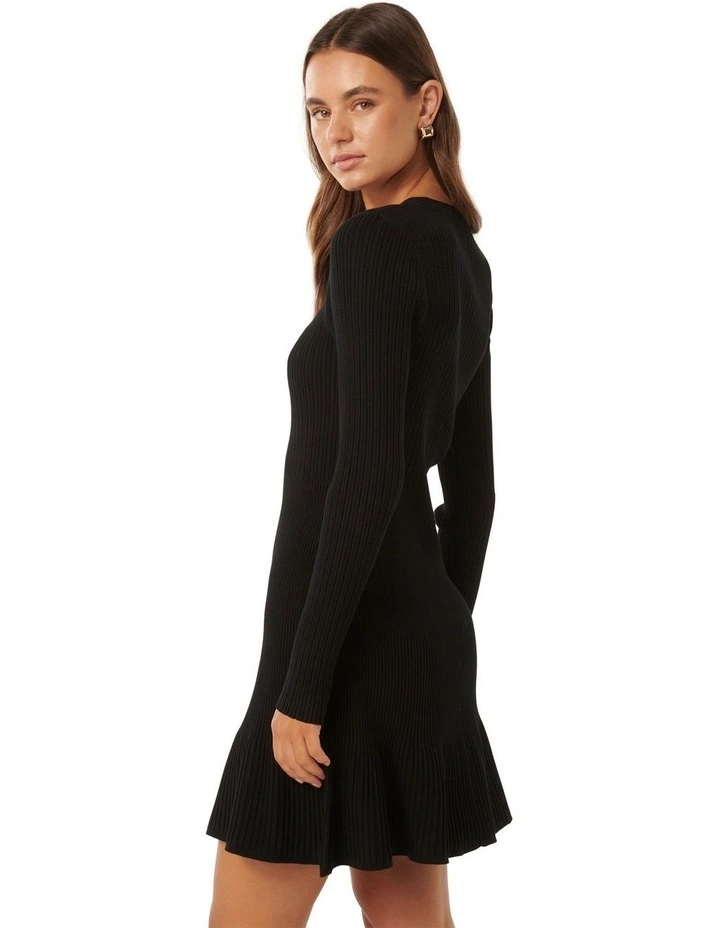 Tate Multi Rib Mini Dress in Black